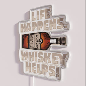 Neon Whiskey Bar Sign Humorously Celebrates Adult Life's Ups and Downs