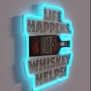 Cheerfully illuminate your space with humorous whiskey drinking encouragement quote.