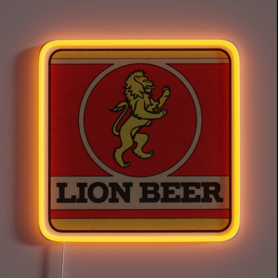 Vibrant RGB neon coaster featuring a stylized lion design