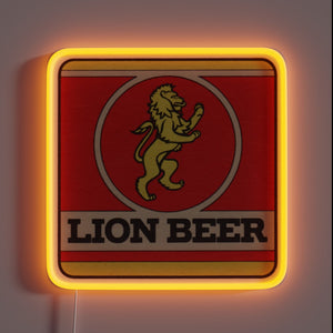 Vibrant RGB neon coaster featuring a stylized lion design
