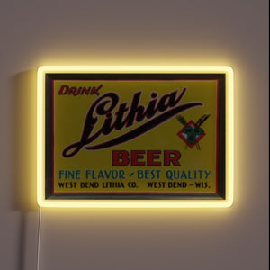 Vibrant neon sign illuminating passion for Lithia Beer and RGB.