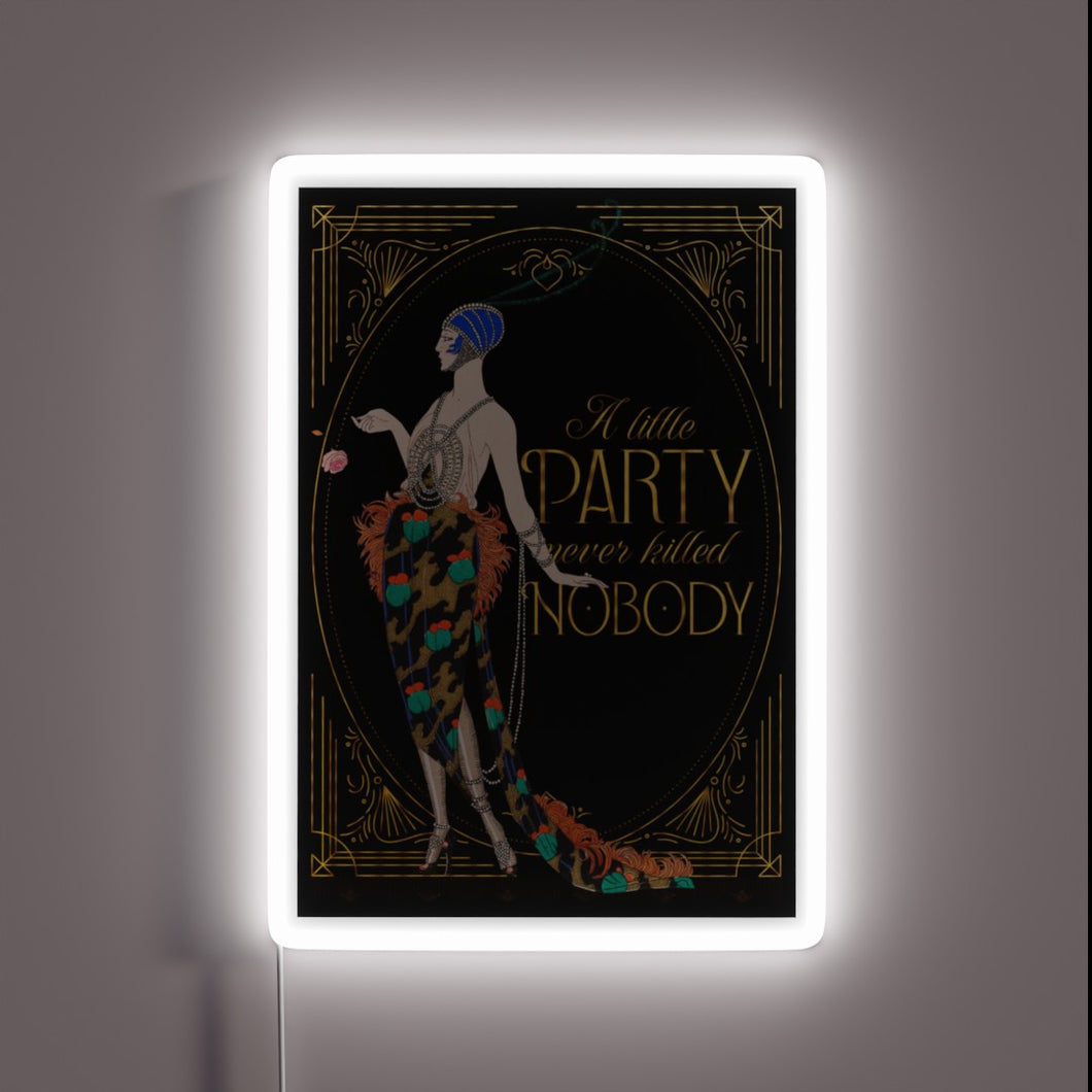 Vibrant Art Deco cocktail art print with neon accents.