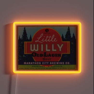 Eye-catching LED beer sign featuring vibrant Little Willy character