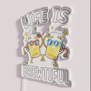 RGB Neon Sign Decorative Quote 'Life is Brewtiful' Short Funny