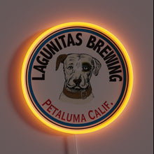 Charger l&#39;image dans la galerie, This neon sign showcases the iconic Lagunitas Brewing logo featuring its trademark dog illustration, proudly representing Petaluma, California — a must-have for fans of craft beer and West Coast brews.