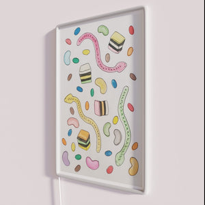 Vibrant Lollies Neon Sign with Color-Changing RGB LED Lighting Effect