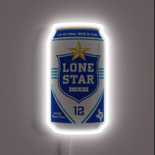 Charger l&#39;image dans la galerie, Neon sign of a Lone Star Light beer can with a white glow.
