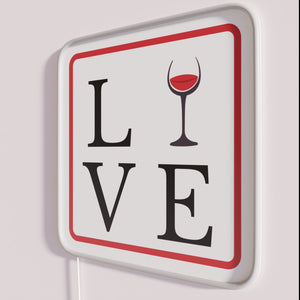 Vibrant Love Wine Sign with Color Changing RGB Neon Accents