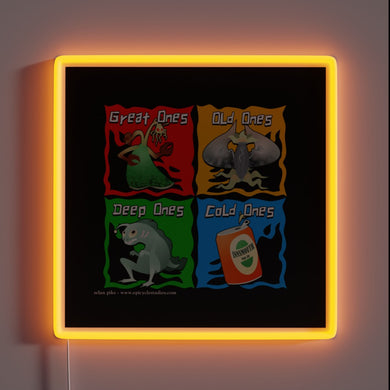 Echoes of eldritch horrors in eerie, pulsing neon hues