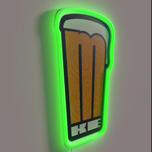 Charger l&#39;image dans la galerie, Colorful Milwaukee-themed neon sign featuring swirling rainbow pint glass design.