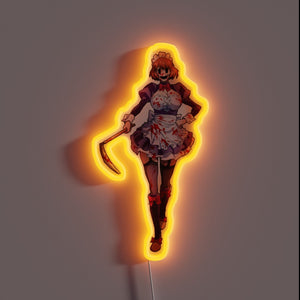 Neon LED sign featuring a futuristic maid's invasion design.
