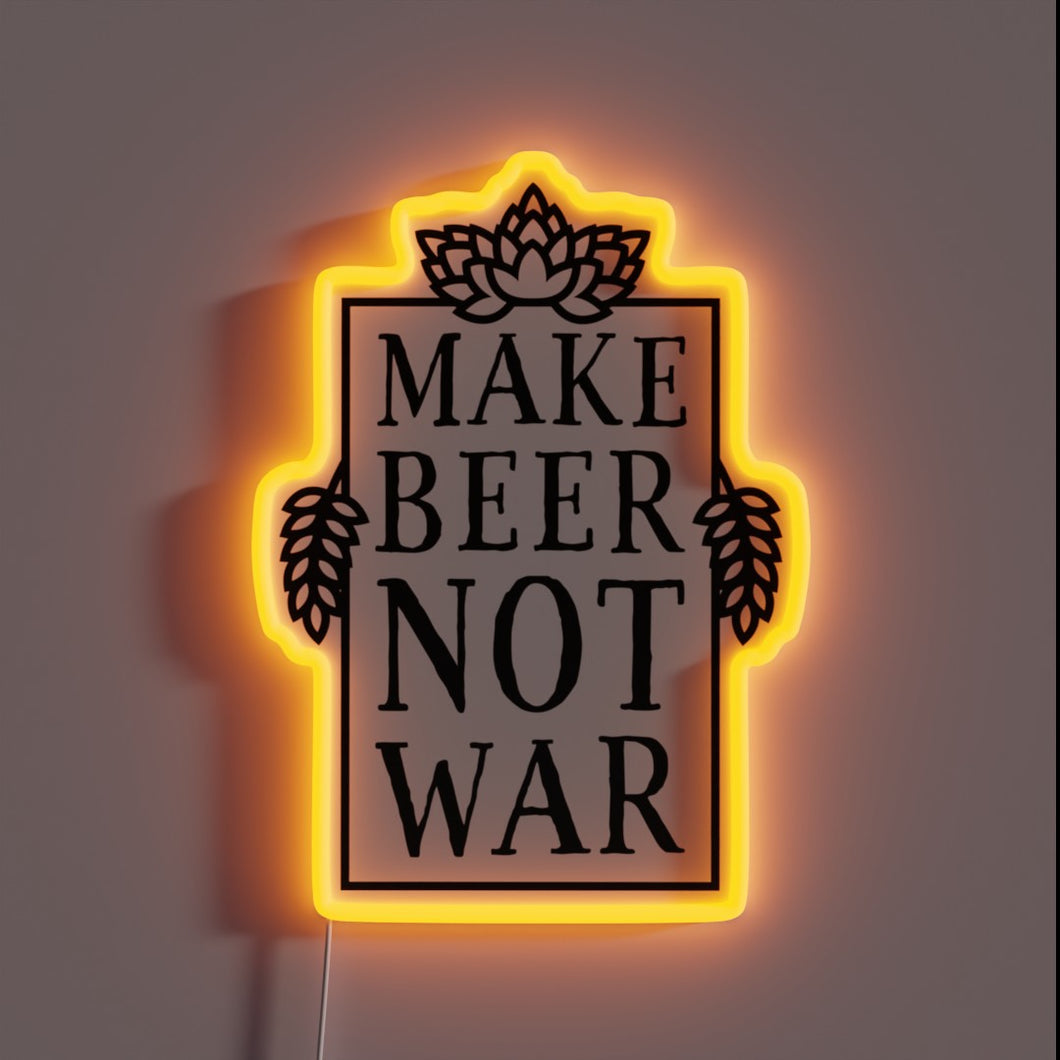 Prominent Neon Sign Displaying Anti-War Proverb with Vibrant Colorful Lighting
