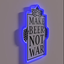 Charger l&#39;image dans la galerie, Anti-war sentiment wall decor with colorful &#39;Make Beer&#39; alternative phrase.