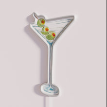 Charger l&#39;image dans la galerie, Vibrant green neon martini glass decoration with stylish green olive accents