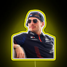 Charger l&#39;image dans la galerie, Max Verstappen Formula 1 World Champion Sideways hat RGB neon sign yellow