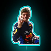 Charger l&#39;image dans la galerie, Max Verstappen Four Time World Champion Sticker RGB neon sign lightblue 