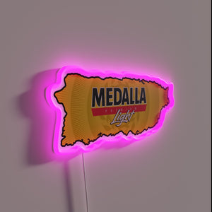 Authentic Puerto Rican pride shines with vibrant Medalla Light signage.