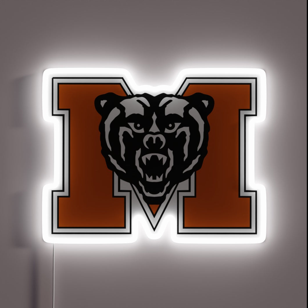 Mercer Bears neon sign — fierce school pride, lit up bold.