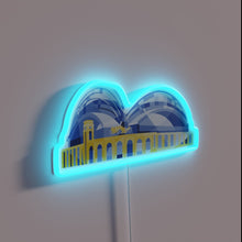 Charger l&#39;image dans la galerie, Vibrant neon illumination of Milwaukee&#39;s iconic baseball stadium architecture.