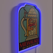Charger l&#39;image dans la galerie, Neon Beer Stein Sign with Milwaukee Decal RGB Colorful Design