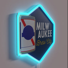 Charger l&#39;image dans la galerie, Vintage-inspired neon sign featuring Milwaukee&#39;s iconic &#39;Brew City&#39; script outline.