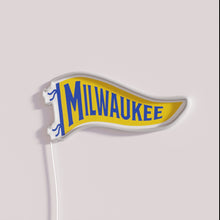 Charger l&#39;image dans la galerie, Vintage-inspired Milwaukee pennant blue lit LED neon bar pub decor