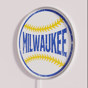 Brighten your sports-themed decor with vibrant Milwaukee baseball neon signage.