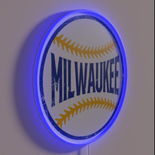 Charger l&#39;image dans la galerie, Vintage Milwaukee Baseball Clubhouse Style Blue LED Neon Bar Sign Decor