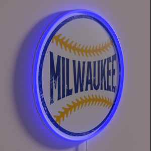 Vintage Milwaukee Baseball Clubhouse Style Blue LED Neon Bar Sign Decor