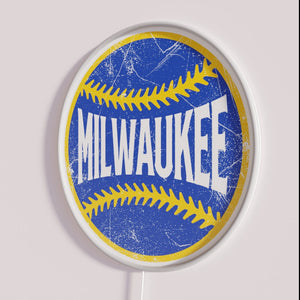 Milwaukee retro baseball team white LED neon logo signage