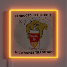 Charger l&#39;image dans la galerie, Authentic Milwaukee-themed beer sign with vibrant RGB neon accents