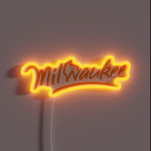 Charger l&#39;image dans la galerie, Vintage Milwaukee Wisconsin City Skyline Handwritten RGB Neon Sign