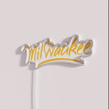 Charger l&#39;image dans la galerie, Handwritten Welcome to Milwaukee Wisconsin City Sign in RGB Neon