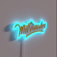 Charger l&#39;image dans la galerie, Vintage handwritten &#39;Milwaukee Wisconsin&#39; neon sign with colorful RGB accents