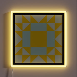 Vibrant neon star quilt pattern decoration for country cottage ambiance.
