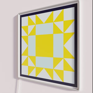 Vibrant Mini Barn Quilt Saw Tooth Star Design Neon Light Sign