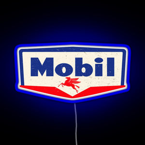 Mobil oil Vintage sign logo 1950 RGB neon sign blue