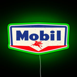 Mobil oil Vintage sign logo 1950 RGB neon sign green