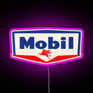 Mobil oil Vintage sign logo 1950 RGB neon sign  pink