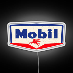 Mobil oil Vintage sign logo 1950 RGB neon sign white 