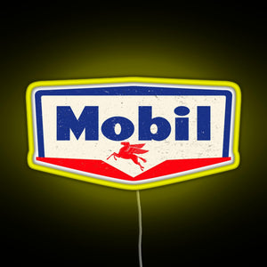Mobil oil Vintage sign logo 1950 RGB neon sign yellow