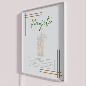 Vibrant RGB Neon Sign Featuring Tropical Mojito Cocktail Artwork Design