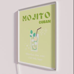 Vibrant Neon Cocktail Bar Decor Featuring Mojito Color Scheme Design