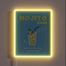 Charger l&#39;image dans la galerie, Cocktail Bar Decor Mojito Sign in Vibrant Neon Blue Accents