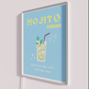 Add vibrant preppy style with colorful mojito cocktail art neon decor