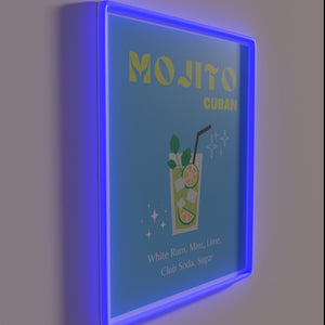 Vibrant Neon Sign Illuminating a Refreshing Cocktail Oasis Atmosphere