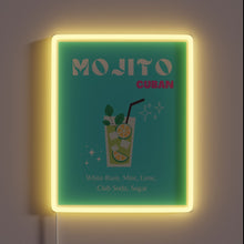 Charger l&#39;image dans la galerie, Vibrant Mojito Sign with Neon Colors and Fresh Cocktail Accents