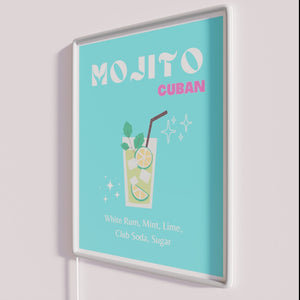 Vibrant turquoise blue preppy cocktail art decorative neon bar sign