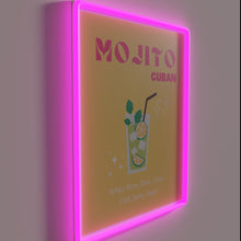 Charger l&#39;image dans la galerie, Vintage yellow neon mojito cocktail art decorative bar pub sign