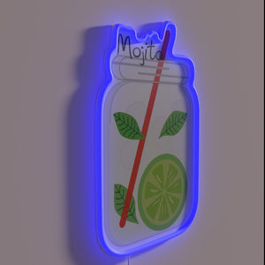 Minty Fresh Vibes: Neon RGB Sign Illuminates Your Cocktail Haven